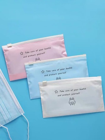 5入組標語圖案面罩收納袋