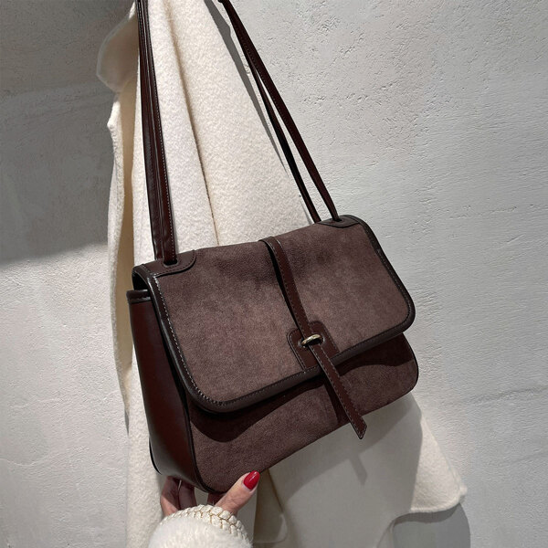 

Minimalist Flap Square Bag, Coffee brown