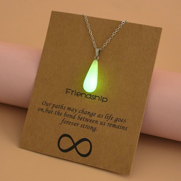 

Luminous Water Drop Charm Necklace, Green