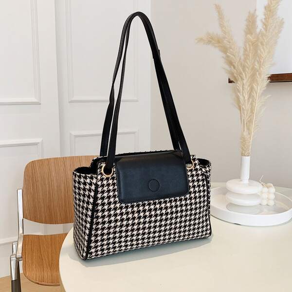 

Houndstooth Pattern Square Bag, Multicolor