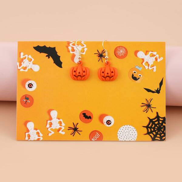 

Halloween Pumpkin Decor Drop Earrings, Orange