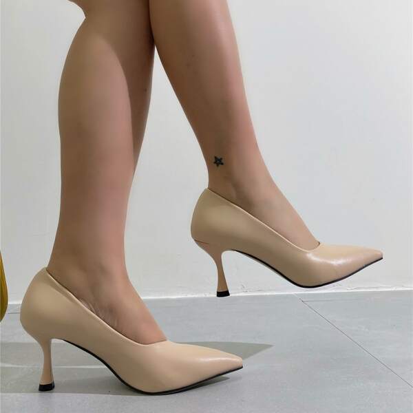 

Minimalist Stiletto Court Pumps, Apricot