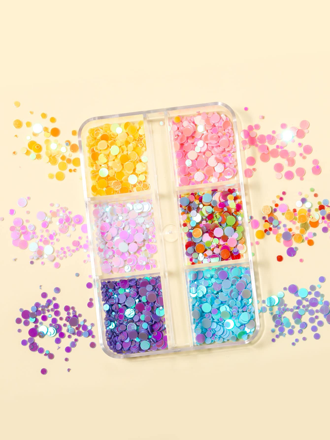 1 盒圆形亮片美甲装饰 - 彩色 - 查看 1