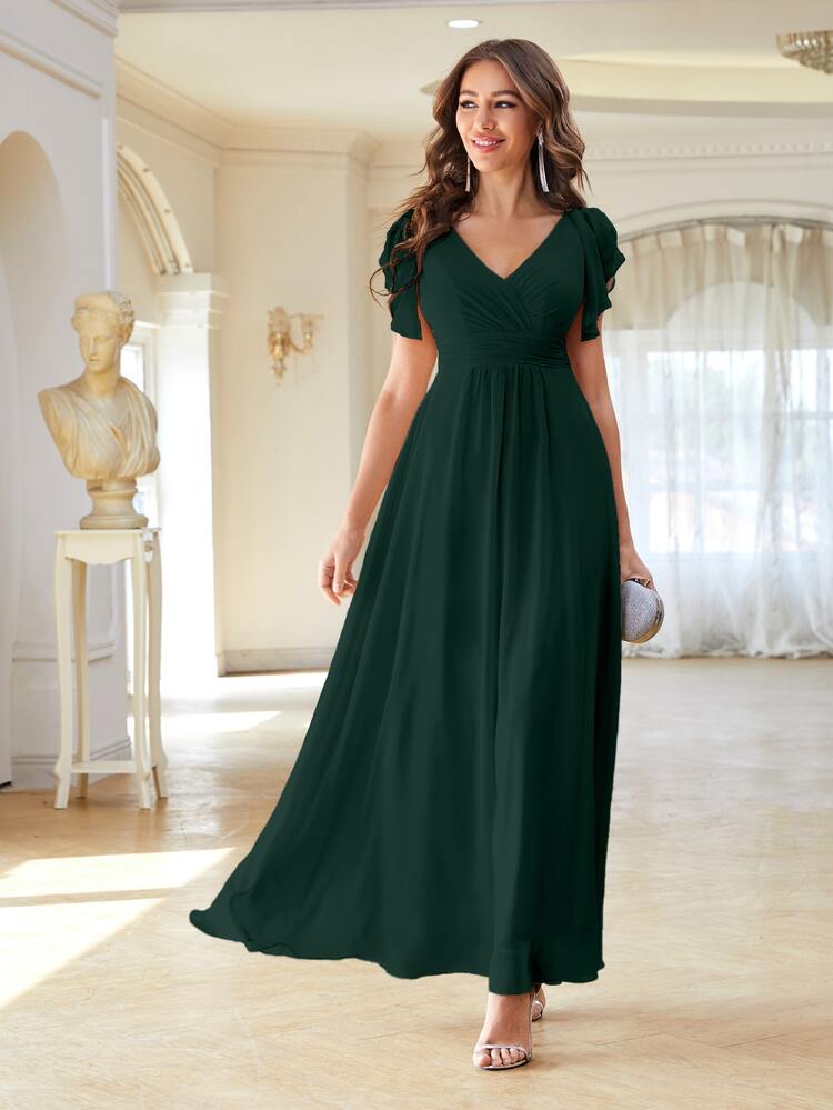 bridesmaid dresses empire waist chiffon Solid Ruched High Dress this dress will make