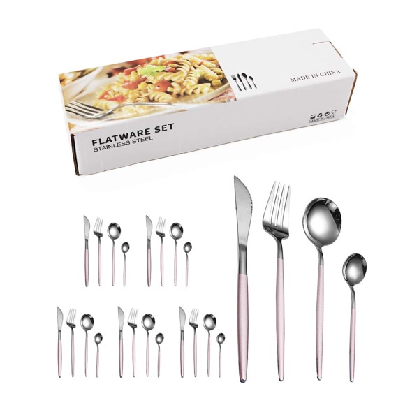 

24pcs Stainless Steel Dinning Set, Multicolor