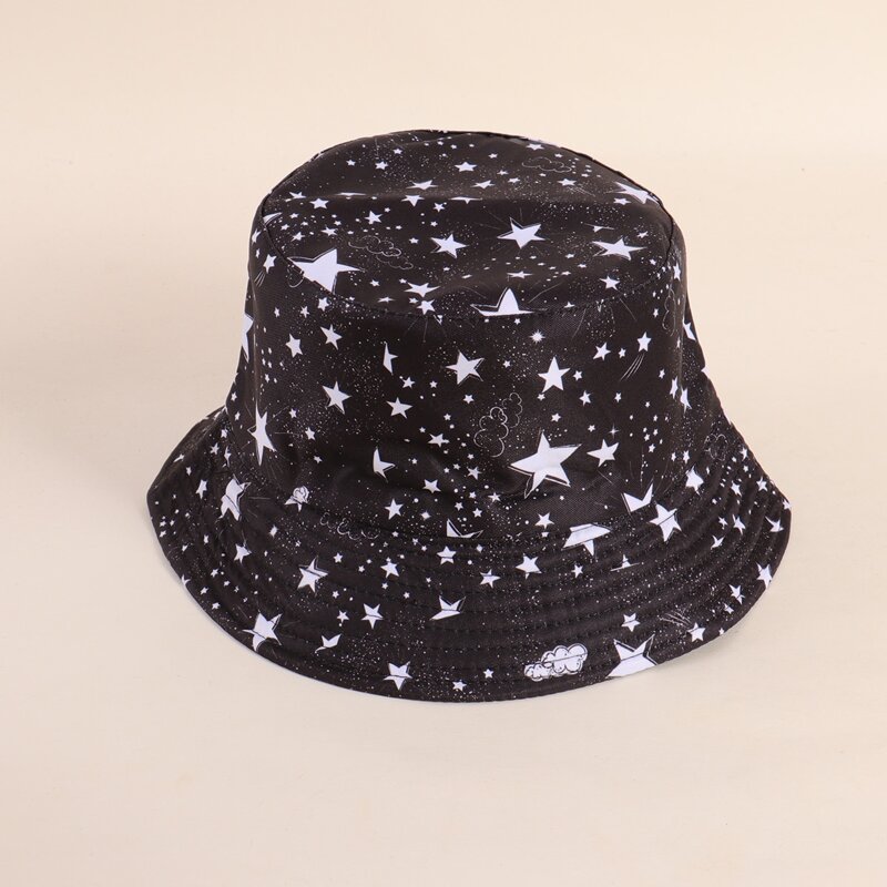 

Star Print Bucket Hat, Black