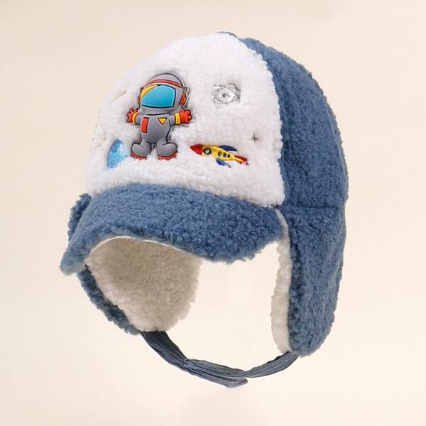 

Toddler Boys Astronaut Decor Fuzzy Hat, Blue and white