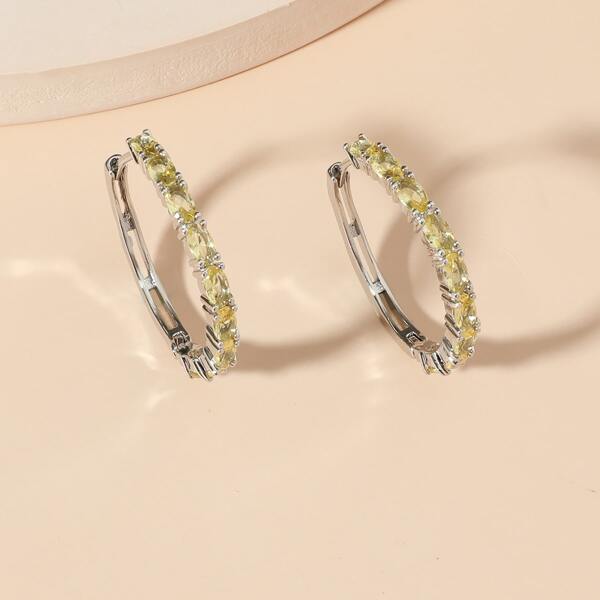 

Zircon Decor Hoop Earrings, Yellow