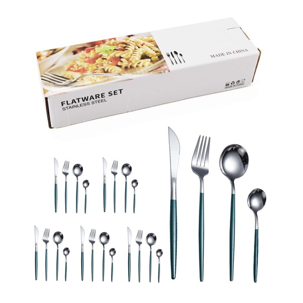 

24pcs Stainless Steel Cutlery Set, Multicolor