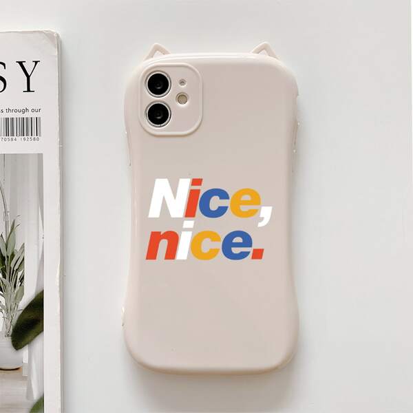 

Letter Graphic Phone Case, Apricot