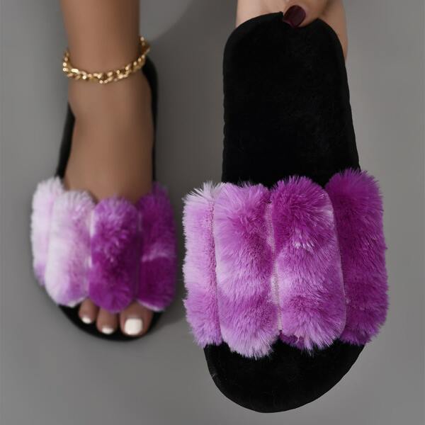 

Ombre Fluffy Bedroom Slippers, Purple