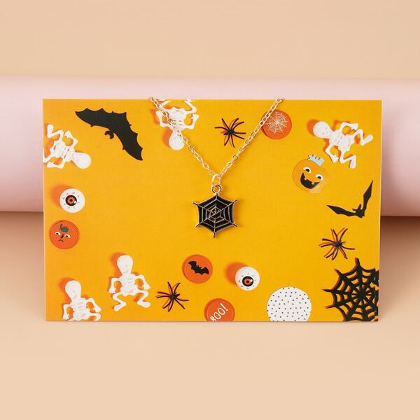 

Halloween Spider Web Charm Necklace, Black