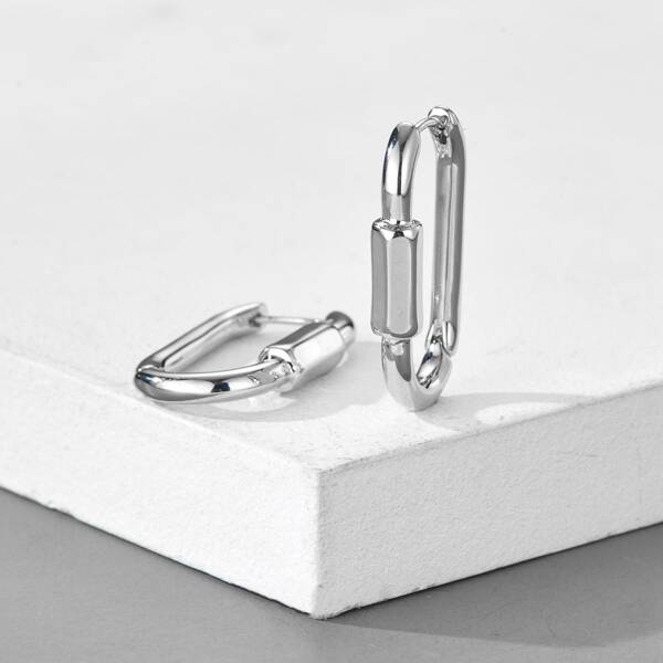 

Men Geometric Earrings, Silver