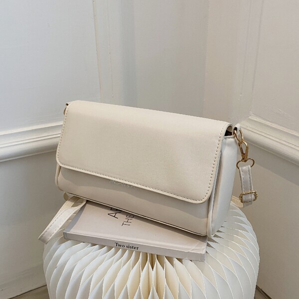 

Minimalist Flap Crossbody Bag, Beige