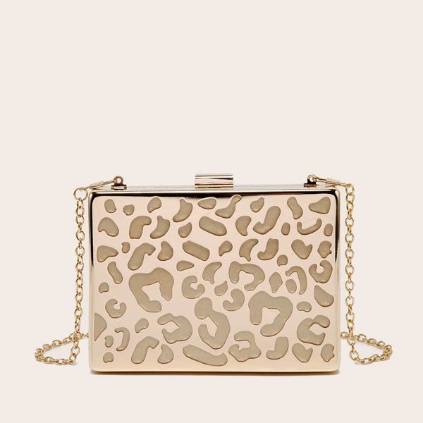

Metallic Chain Box Bag, Gold