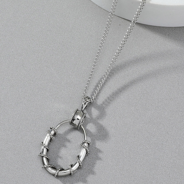 

Men Geometric Charm Necklace, Silver