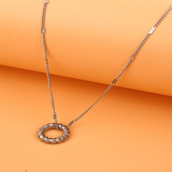 

Twist Ring Charm Necklace, Silver