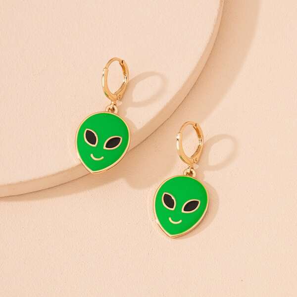 

Alien Decor Hoop Earrings, Green