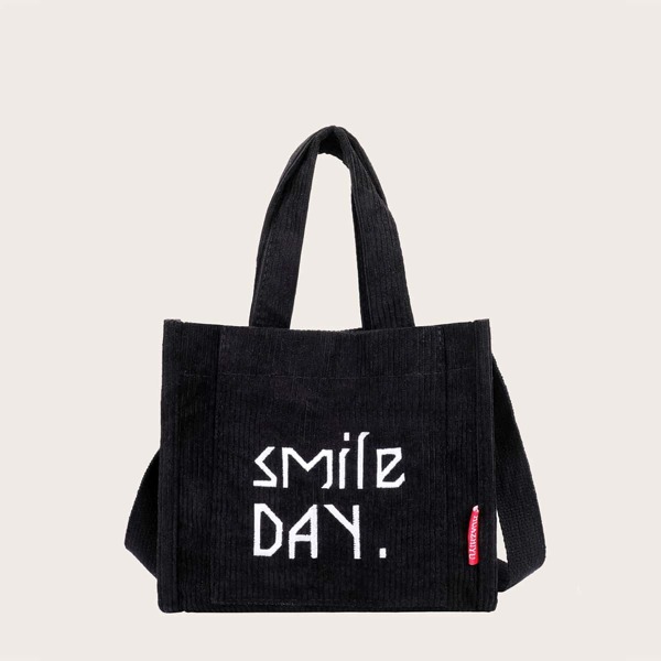 

Girls Letter Graphic Square Bag, Black