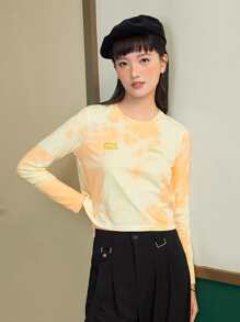 Camiseta de tie dye con estampado de slogan - Multicolor - Ver 1