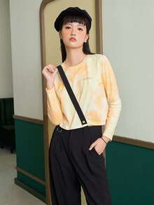 Camiseta de tie dye con estampado de slogan - Multicolor - Ver 3