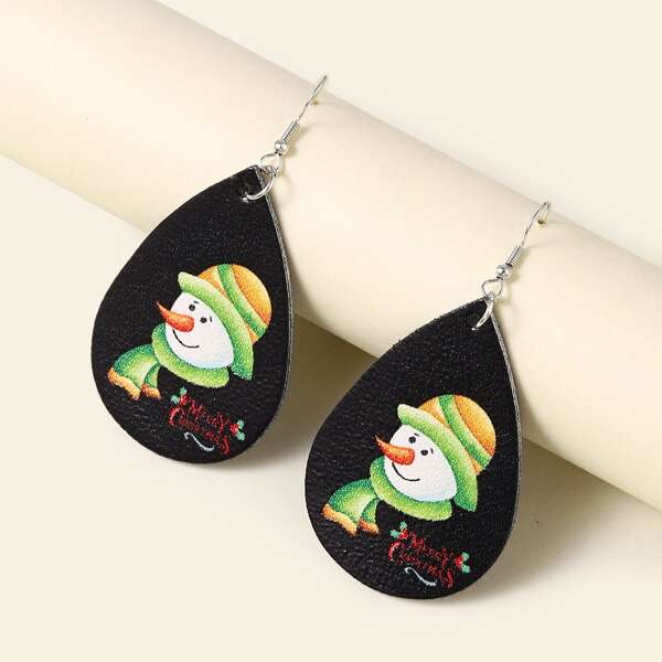 

Christmas Snowman Print Drop Earrings, Multicolor