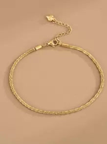 1 件不锈钢链脚链，扭纹款式，适合女性夏季海滩装 - 金黃色 - 查看 1
