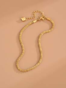 1 件不锈钢链脚链，扭纹款式，适合女性夏季海滩装 - 金黃色 - 查看 2