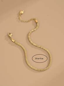 1 件不锈钢链脚链，扭纹款式，适合女性夏季海滩装 - 金黃色 - 查看 3