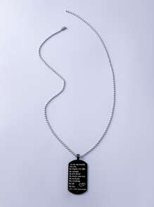 男士幾何吊墜項鍊 - 黑色 - 查看 2