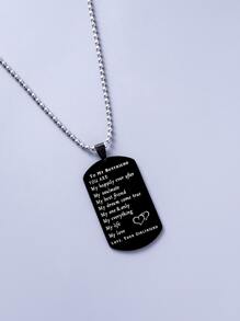 男士幾何吊墜項鍊 - 黑色 - 查看 3