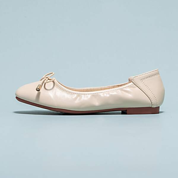 

Bow Decor Ballet Flats, Beige