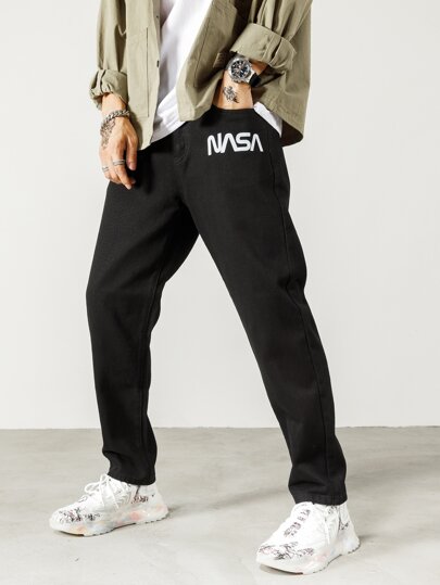 Manfinity Men Letter Graphic Jeans