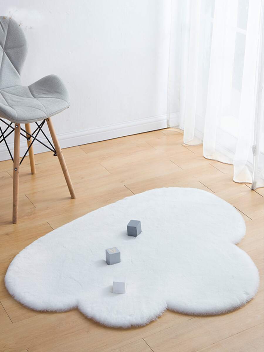 Cloud Shaped Plush Floor Mat - White - View 1