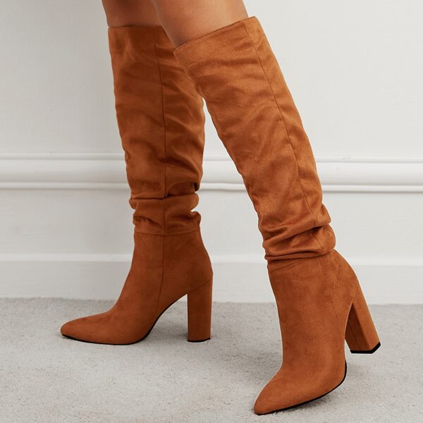 

Minimalist Chunky Knee Boots, Brown