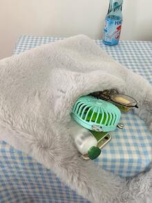 Minimalist Fluffy Shoulder Bag - Grey - View 3