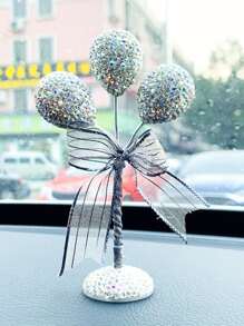 1pc Rhinestone Decor Car Ornament - White - View 6