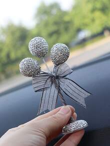 1pc Rhinestone Decor Car Ornament - White - View 4