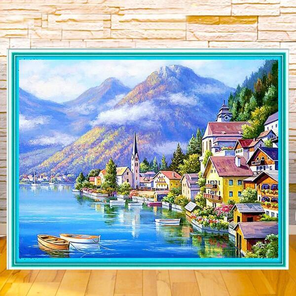 

Landscape Print DIY Diamond Unframed Painting, Multicolor