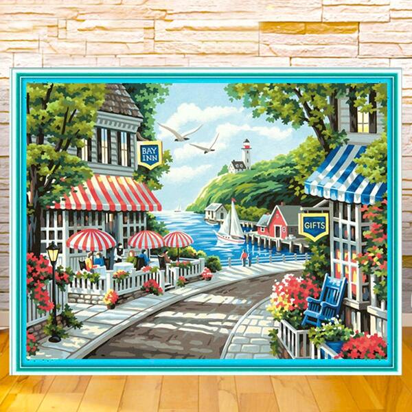 

Landscape Print DIY Diamond Unframed Painting, Multicolor