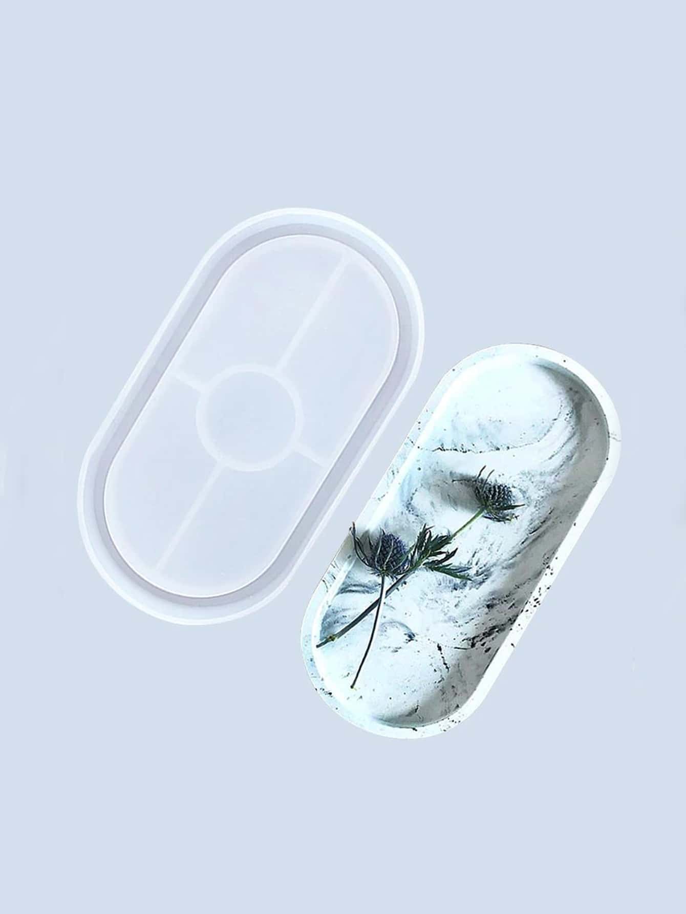 1pc DIY Silicone Oval Tray Mold, White Silicone Tray Maker Mold For DIY - White - View 1