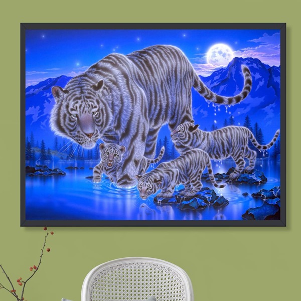 

Tiger Print DIY Diamond Unframed Painting, Multicolor