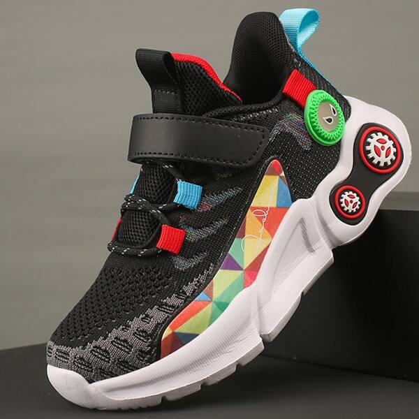 

Boys Colorblock Mesh Panel Running Shoes, Black