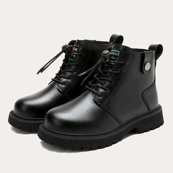 

Kids Letter Graphic Drawstring Boots, Black