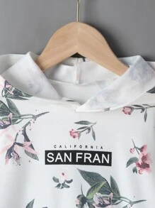 SHEIN Áo nỉ bé gái Túi Hoa Lá thư Giải trí - trắng - Xem 5