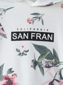 SHEIN Áo nỉ bé gái Túi Hoa Lá thư Giải trí - trắng - Xem 6