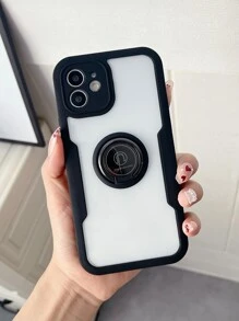 帶圓環支架透明手機殼 - 黑色 - 查看 2