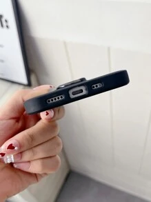 帶圓環支架透明手機殼 - 黑色 - 查看 3