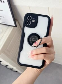 帶圓環支架透明手機殼 - 黑色 - 查看 4