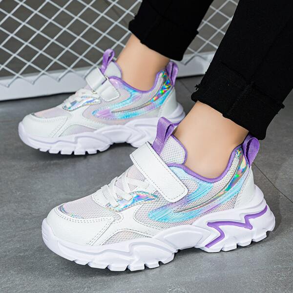 

Girls Colorblock Breathable Running Shoes, White